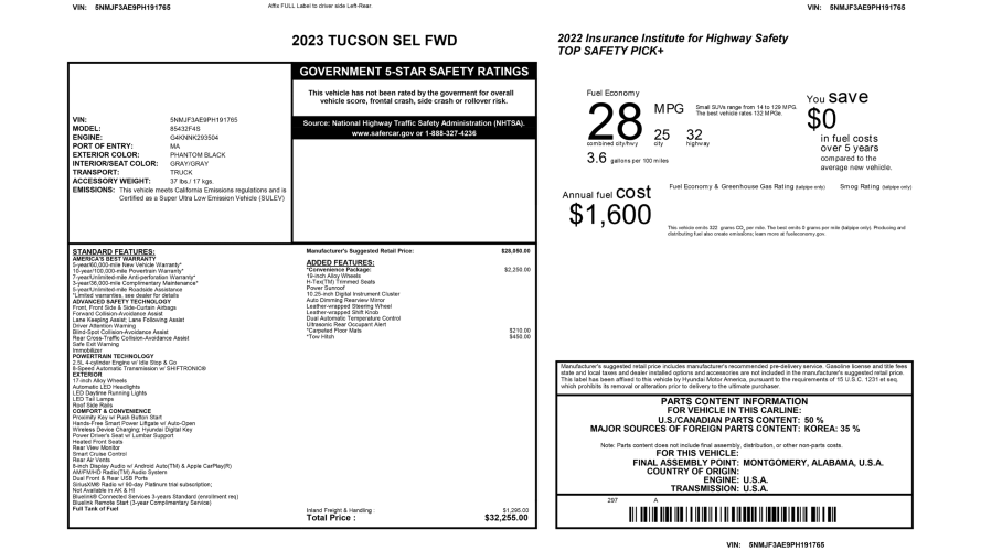 2023 Hyundai Tucson SEL Convenience - 32.255