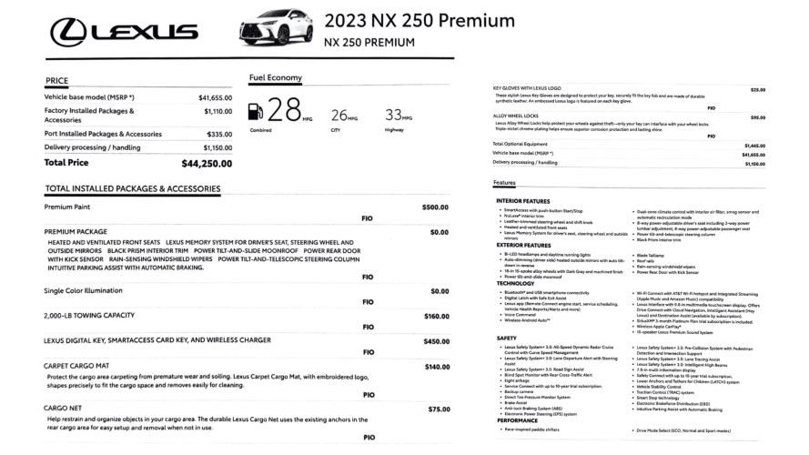 2023 NX 250 Primium (2)