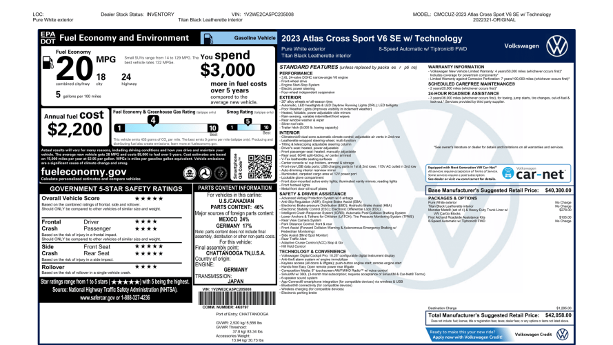 2023 VW Atlas Cross Sport V6 SE Tech - 42.058-1